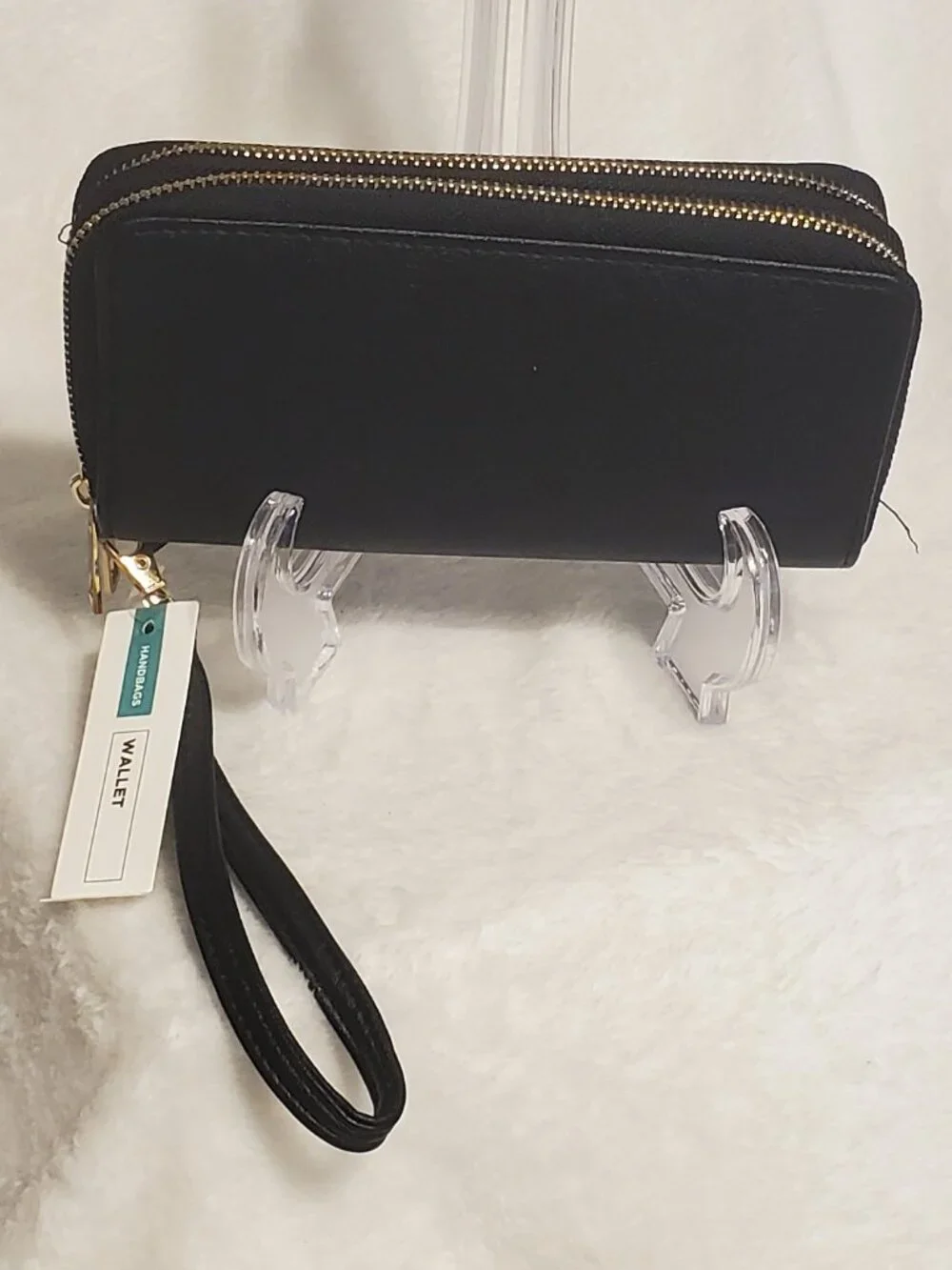 Black wristlet wallet with double zipper pouches NWT!